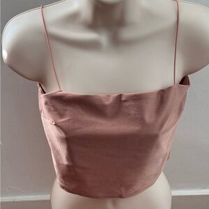 Timing blush Pink Spaghetti straps Cami subtle metallic party crop Top, size M